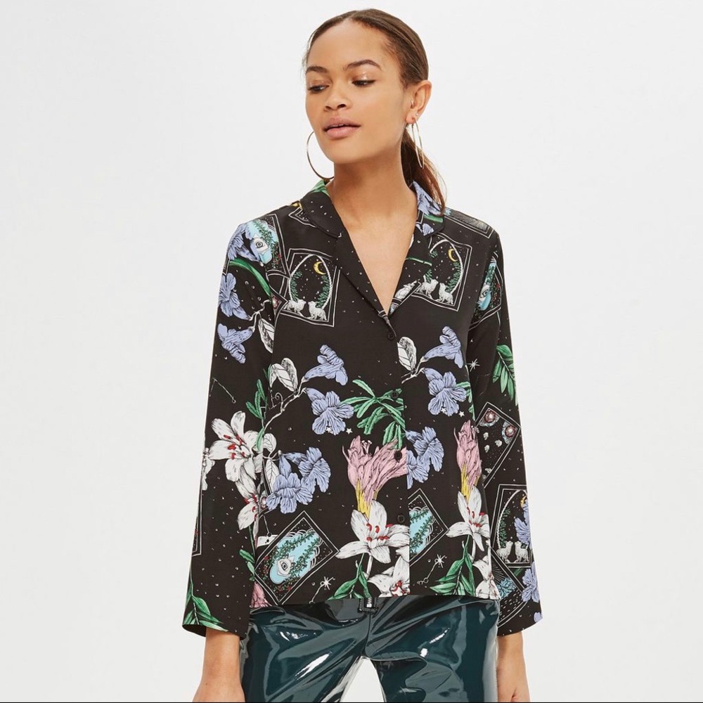 Topshop button down taro card top